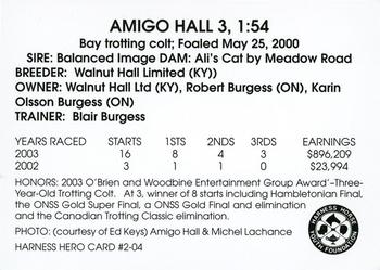 2004 Harness Heroes #2-04 Amigo Hall Back